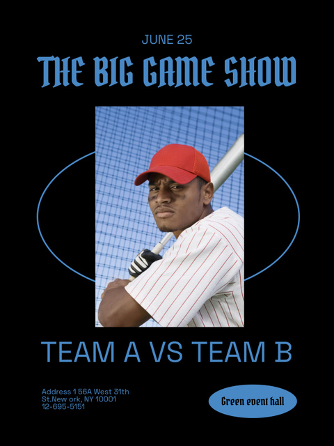 Baseball Tournament Announcement Poster US Design Template