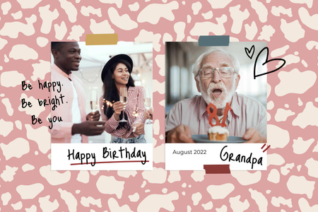 Ontwerpsjabloon van Mood Board van Gelukkige verjaardag en feestdagen met cake