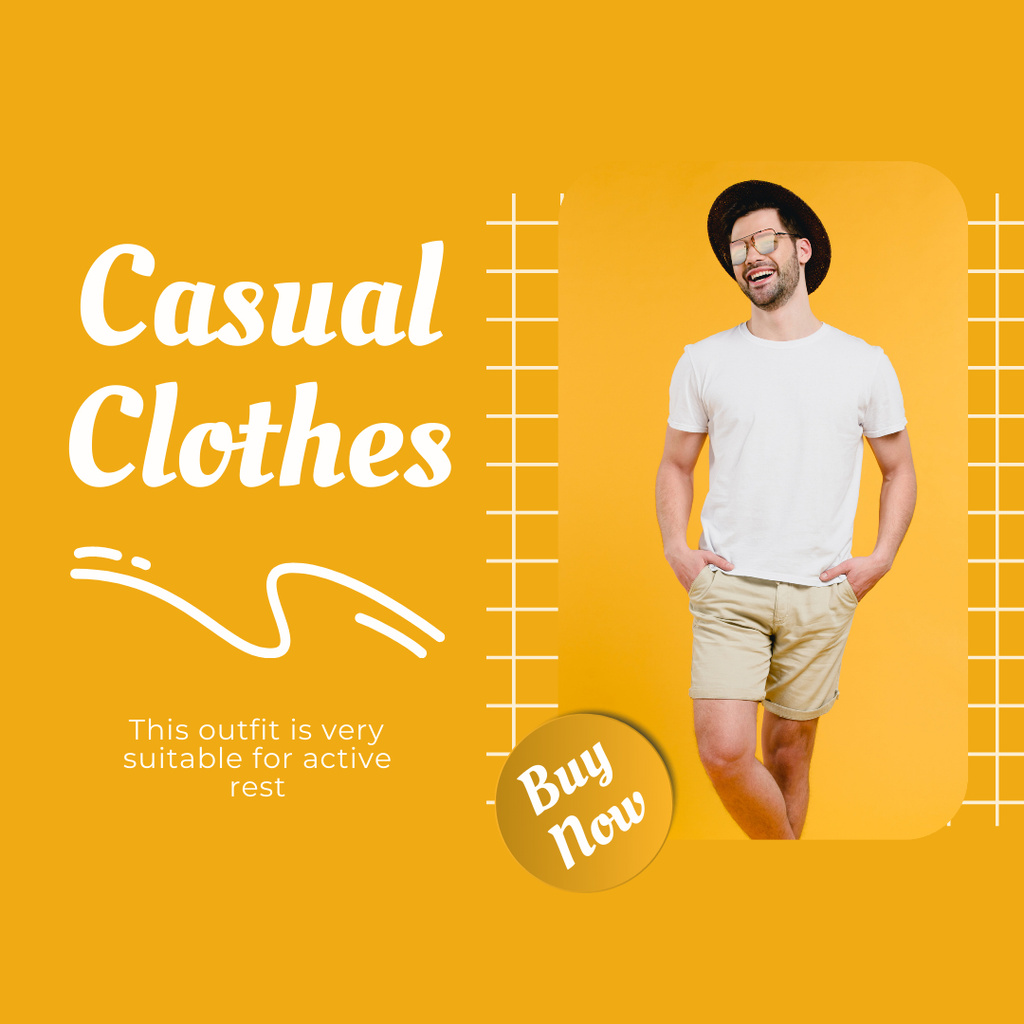 Male Casual Clothes Ad Instagram tervezősablon