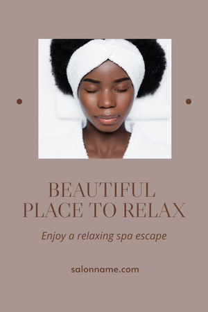Designvorlage African American Woman Enjoying at Spa für Pinterest