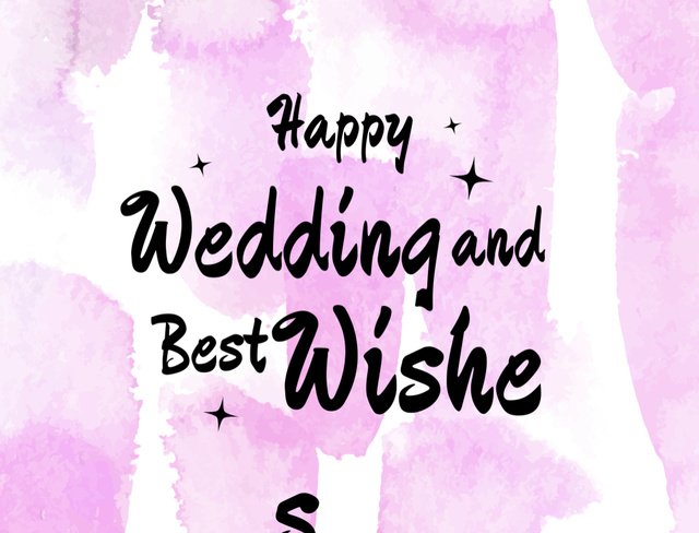 Designvorlage Wedding Greeting On Pink Watercolor Pattern für Postcard 4.2x5.5in