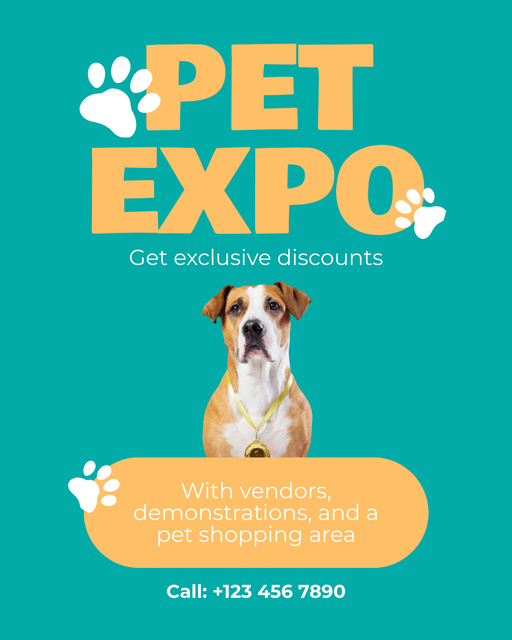Designvorlage Exclusive Discounts at Pet Expo für Instagram Post Vertical