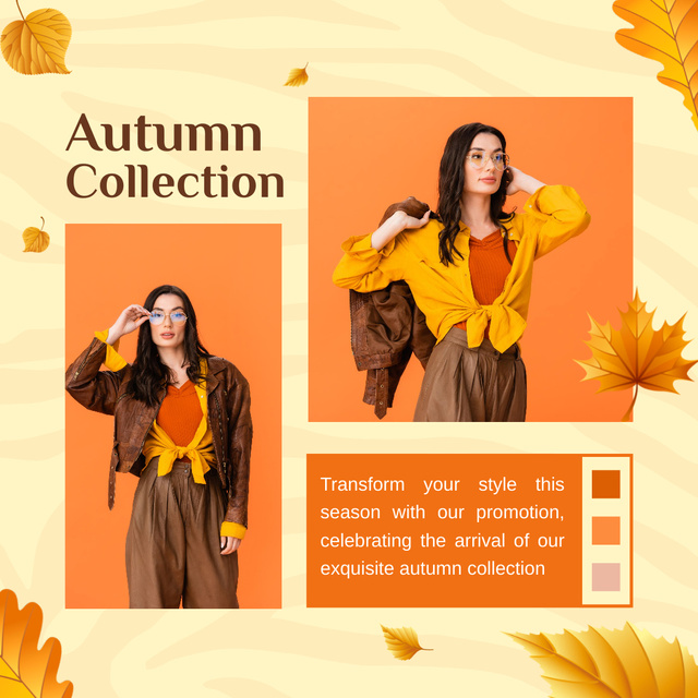 Vibrant Female Outfit Promotion For Autumn Collection Instagramデザインテンプレート