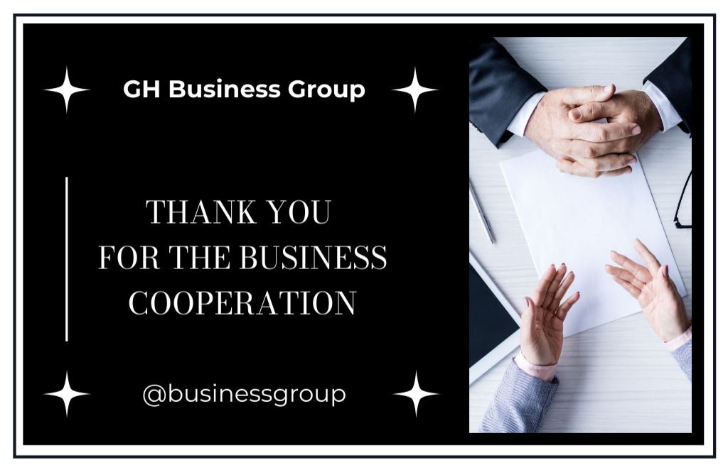 Corporate Thanking Message on Black Business Card 85x55mm Šablona návrhu