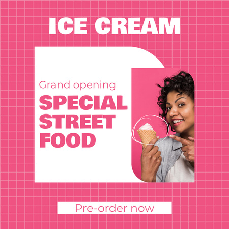 Street Food Ad with Special Offer of Ice Cream Instagram Šablona návrhu