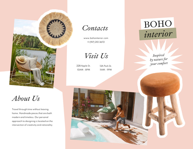 Boho Interior Offer with Cute Kid Brochure 8.5x11inデザインテンプレート