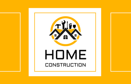 Home Construction Services Yellow Business Card 85x55mm Design Template