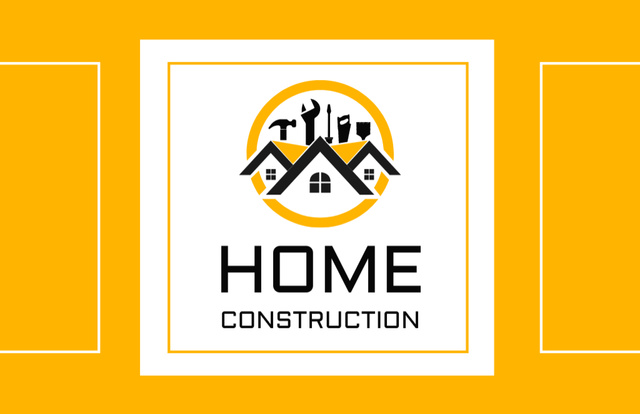 Home Construction Services Yellow Business Card 85x55mm tervezősablon