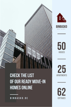 Real Estate Offer with Modern Glass Building on Brown Pinterest Design Template