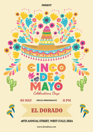 Celebration of Cinco de Mayo Flyer A5 Design Template