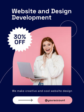 Kedvezmény a weboldal- és dizájnfejlesztő tanfolyamra Poster US tervezősablon