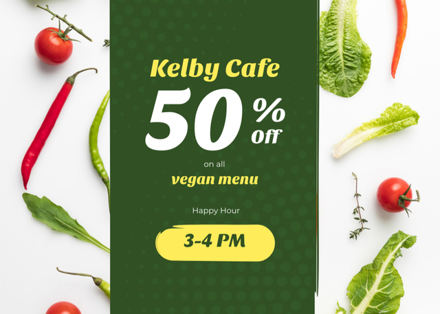 Template di design Healthy Cafe Offer with Fresh Vegetables Flyer 5x7in Horizontal