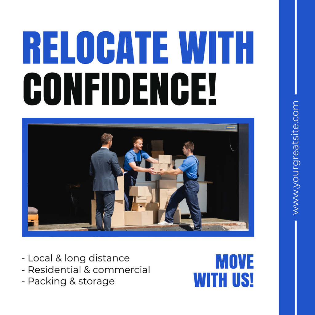 Offer of Confident Moving & Storage Services Instagram Design Template