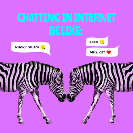 Chatting in Internet Comparison with Funny Zebras Instagram Design Template