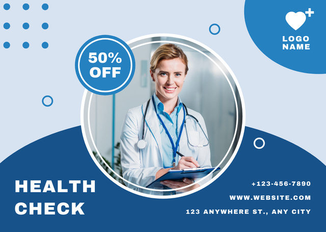 Health Check Offer in Clinic Card Design Template