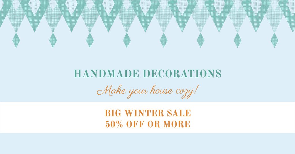 Designvorlage Handmade decorations sale on Pattern in Blue für Facebook AD