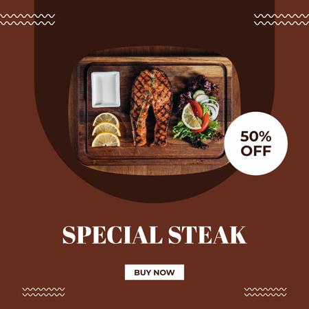 Restaurant And Steak House Ad Instagram Design Template