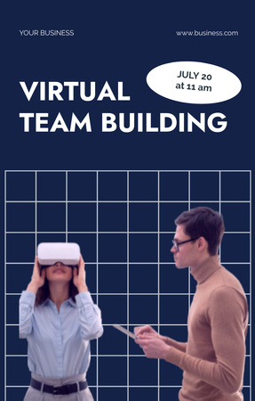 Plantilla de diseño de Virtual Team Building Announcement with Coworkers Invitation 4.6x7.2in 
