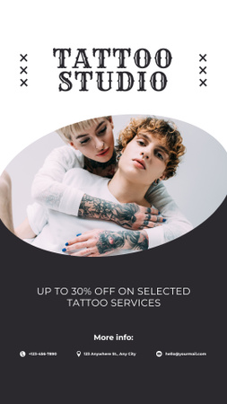 Platilla de diseño Amazing Tattoo Studio Services With Discount By Master Instagram Story
