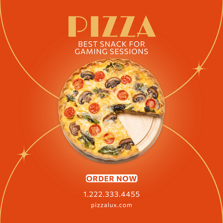 Delicious Pizza Offer for Gaming Sessions Instagram AD Tasarım Şablonu