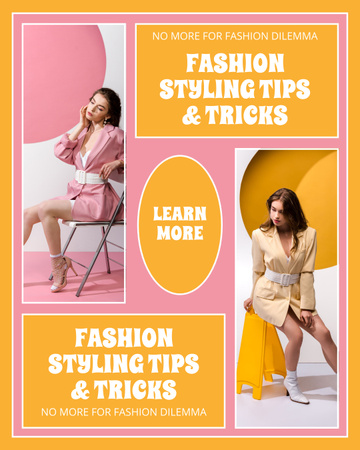 Saiba mais sobre dicas e truques de moda e estilo Instagram Post Vertical Modelo de Design