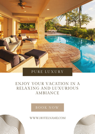 Vacation in Luxury Hotel Postcard A6 Vertical Design Template