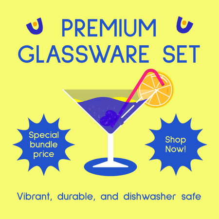 Durable Glassware Set Animated Post Design Template