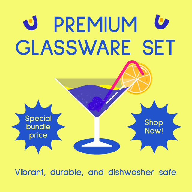 Durable Glassware Set Animated Postデザインテンプレート