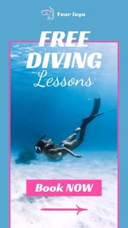 Scuba Diving Lessons Ad Instagram Story Design Template