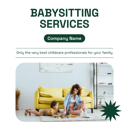 Ontwerpsjabloon van Instagram van Aanbieding voor gekwalificeerde babysitservice in het wit