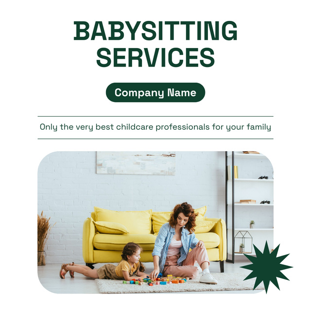 Qualified Babysitting Service Offer In White Instagramデザインテンプレート