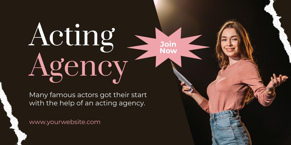 Become Famous Actor with Acting Agency Twitter Design Template