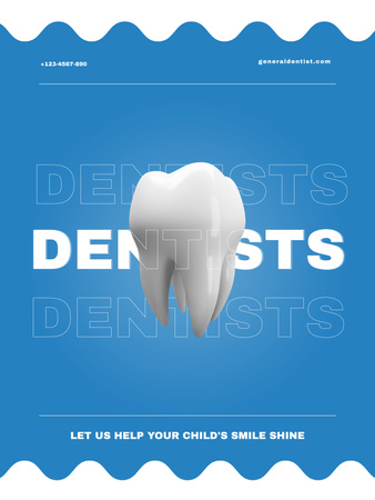 Dentist Services Offer with Illustration of White Tooth Poster US Design Template