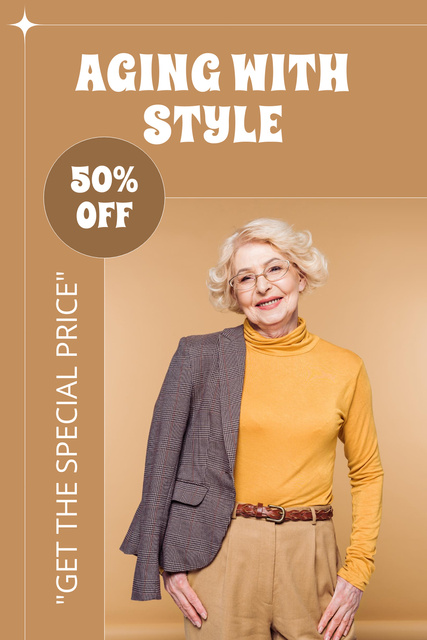 Designvorlage Stylish Outfits Sale Offer For Seniors für Pinterest