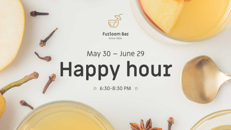Happy hour Offer with White Mulled Wine FB event cover Design Template