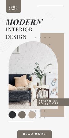 Ad of Modern Interior Design with Colors Palette Graphic Design Template
