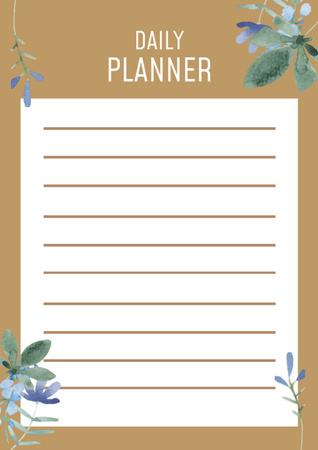 Plantilla de diseño de Lista de verificación diaria con hojas verdes en marrón Schedule Planner 