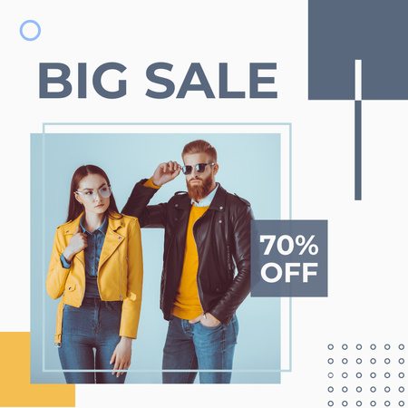 Fashion Collection Sale with Stylish Couple in Yellow Clothes Instagram Design Template