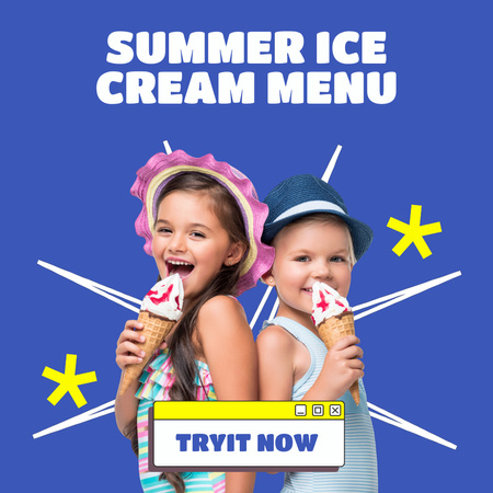 夏のお子様向けアイスクリームメニュー Animated Postデザインテンプレート