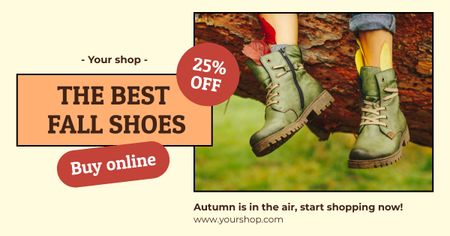 Sonbaharın En Kaliteli Ayakkabıları Online Satış Duyurusu Facebook AD Tasarım Şablonu