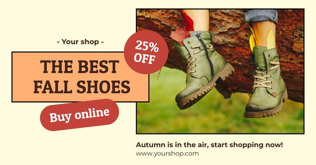 Ontwerpsjabloon van Facebook AD van Autumn Top-notch Shoes Sale Announcement Online