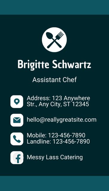Catering Services Offer Business Card US Vertical Design Template