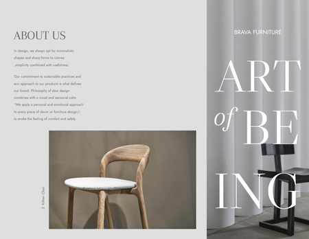 Furniture Ad with Stylish Modern Chair Brochure 8.5x11in Z-fold Tasarım Şablonu
