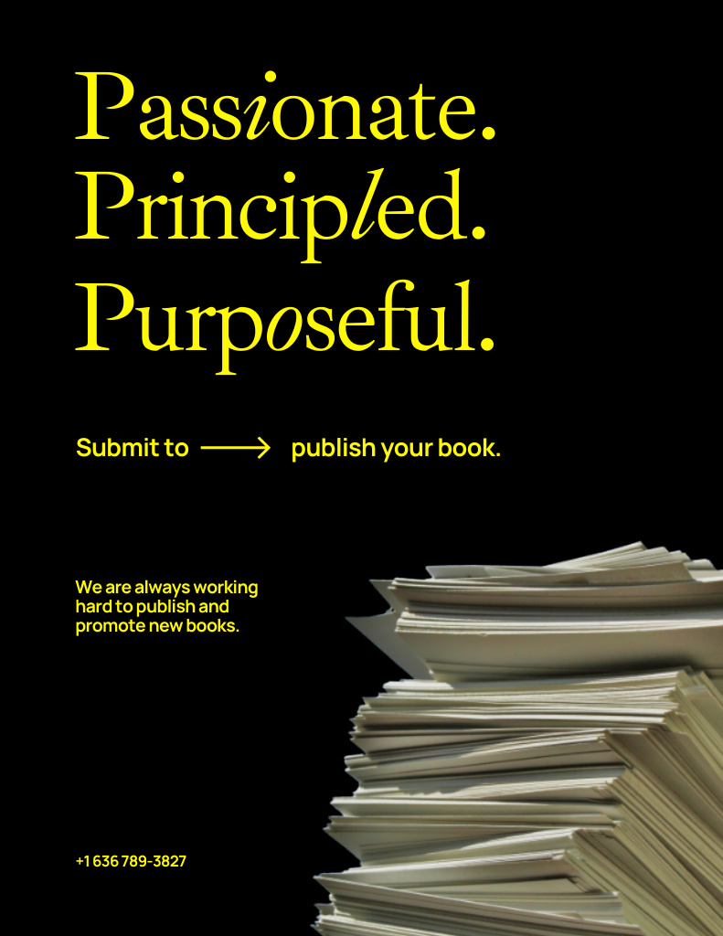 Books Publishing Proposition with Stack of Paper Sheets Poster 8.5x11in – шаблон для дизайна