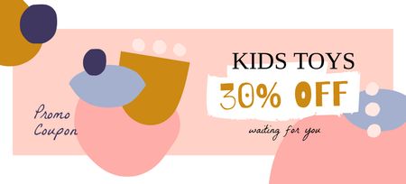 Kids Toys Discount with Funny Blots Coupon 3.75x8.25in Design Template