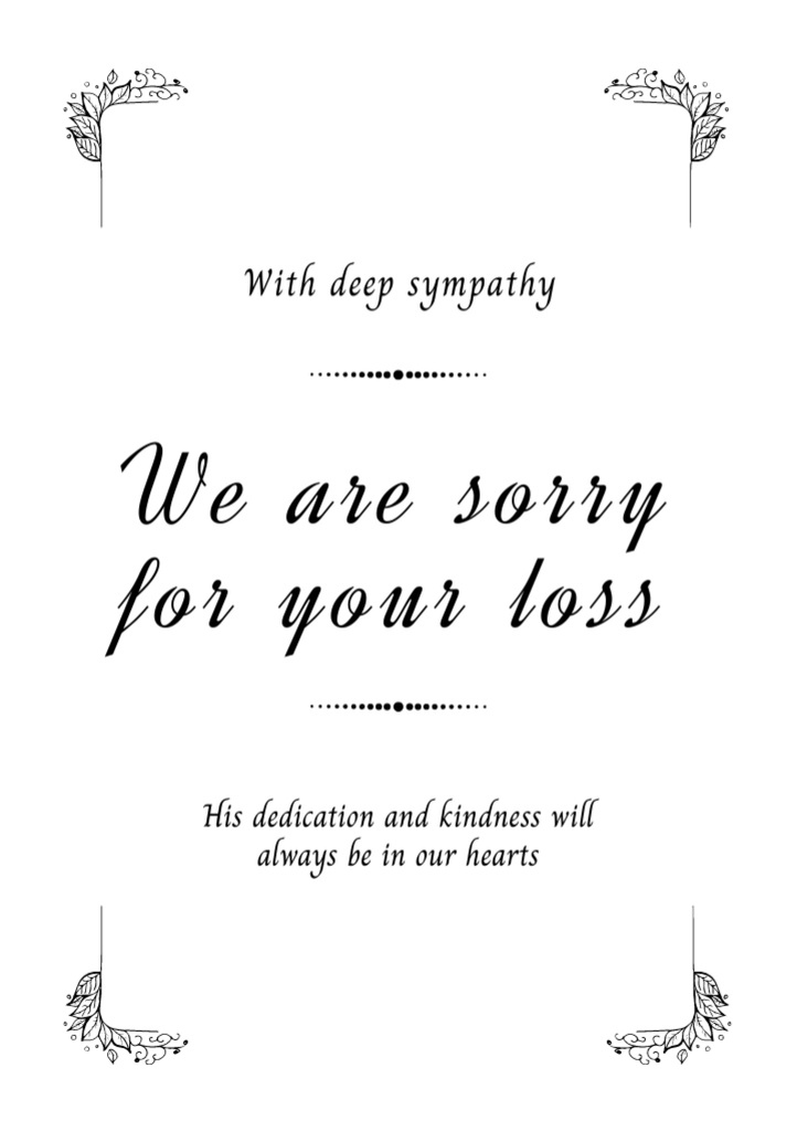 Sympathy Phrase with Decorative Elements Postcard A5 Vertical – шаблон для дизайна