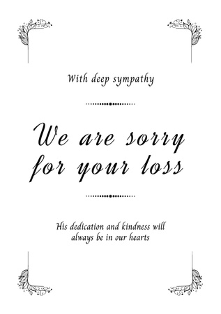 Designvorlage Sympathy Phrase with Decorative Elements für Postcard A5 Vertical