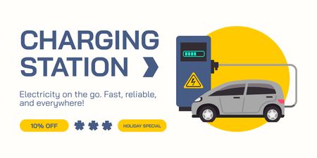 Discount on Car Charging Station Services Twitter Design Template