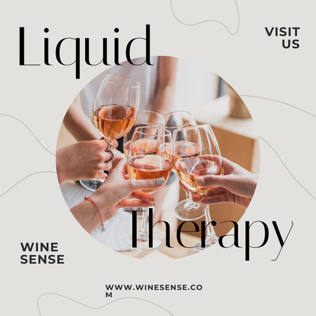 Wine Tasting Announcement with People Holding Wineglasses Instagram Design Template