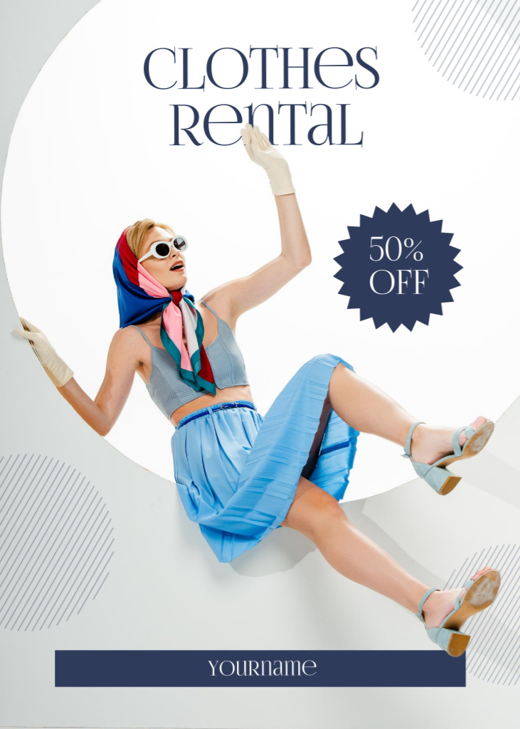 Modèle de visuel Retro woman for rental clothes blue - Flayer